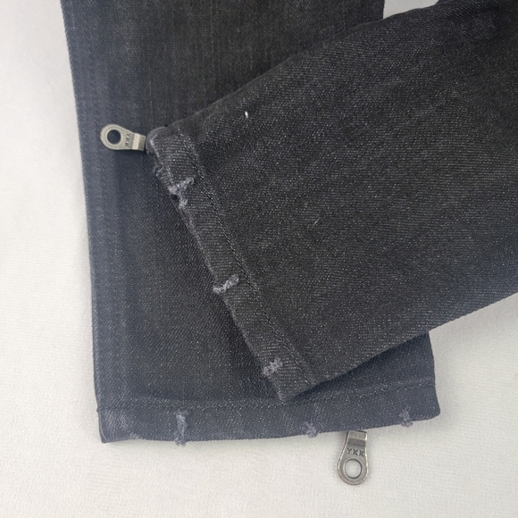NWT Work Custom Jeans black zip bottom distressed zip pocket denim jeans Size 26 - Picture 6 of 7